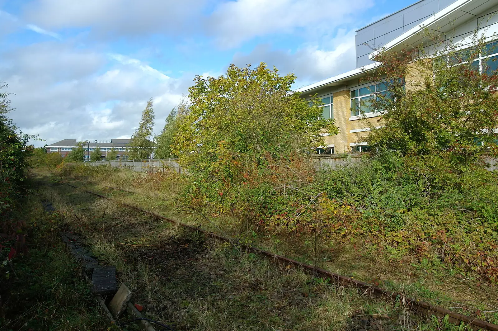 The back of Matrix House - Qualcomm's office, from Disused Cambridge Railway, Milton Road, Cambridge - 28th October 2005