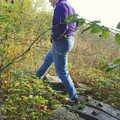 Disused Cambridge Railway, Milton Road, Cambridge - 28th October 2005, Stan climbs a hill after we sneak through the hole in the Iron Fence