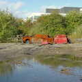 Disused Cambridge Railway, Milton Road, Cambridge - 28th October 2005, A contrast between hi-tech buildings of the Business Park (background) and wrecked cars