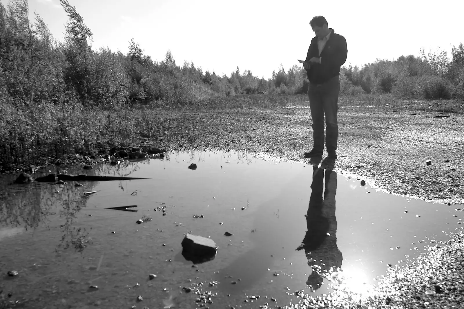 Dan in the wasteland, from Disused Cambridge Railway, Milton Road, Cambridge - 28th October 2005