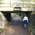 Dan walks through the underpass under the railway, Disused Cambridge Railway, Milton Road, Cambridge - 28th October 2005