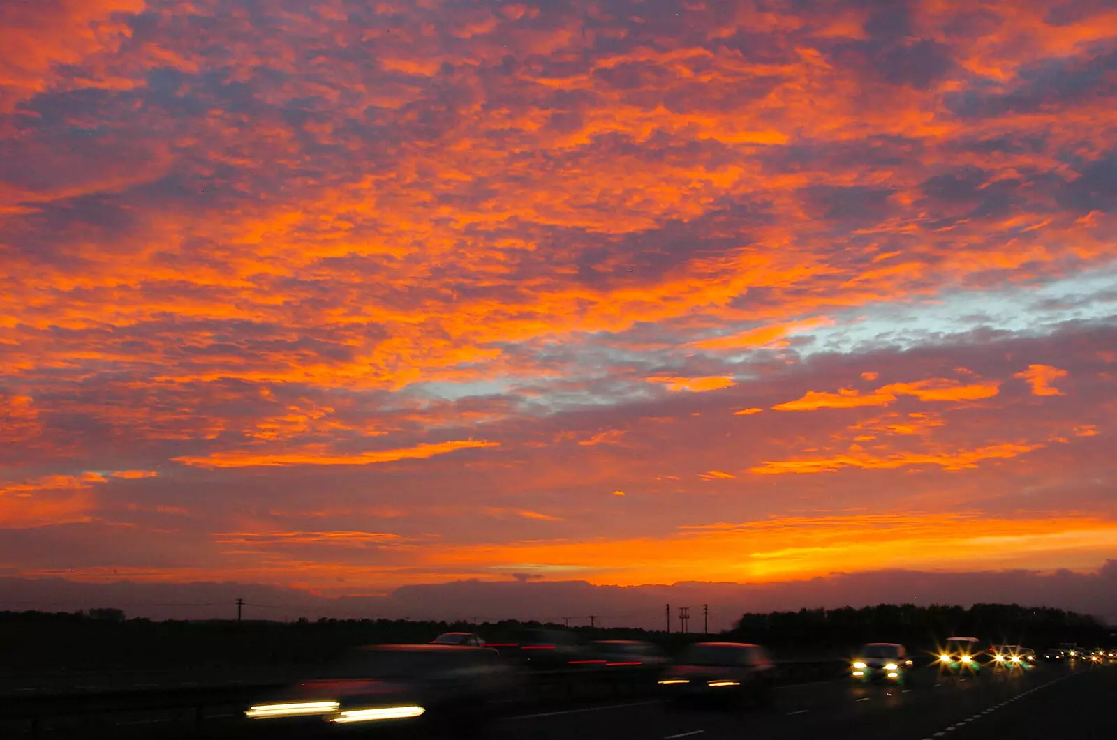 Sunset over the A14, near Stow Cum Quy, from CISU Networks and Autumn Leaves at Norwich Cathedral, Eye and Norwich - 29th October 2005