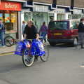 The weekly shop, dangling from a bike, Burnt-out Recycling Bins and Fireworks from a Distance, Diss, Norfolk - 4th November 2005