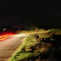 A car passes on Wortham Ling, Burnt-out Recycling Bins and Fireworks from a Distance, Diss, Norfolk - 4th November 2005