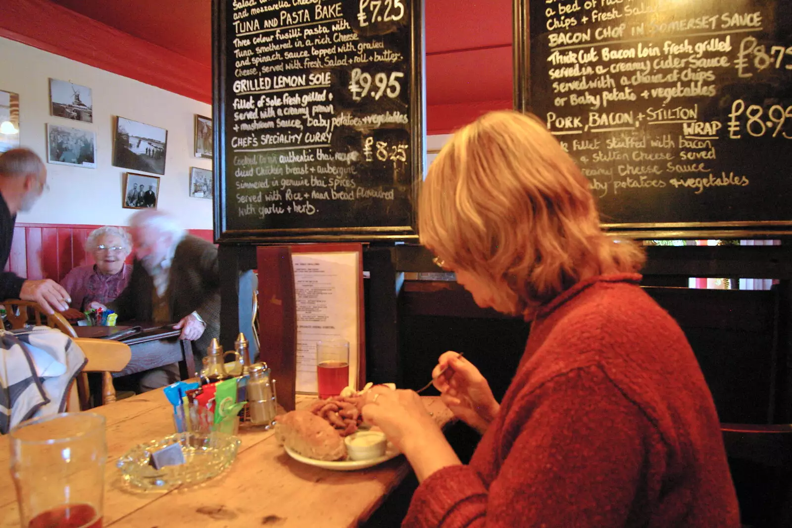 Mother has whitebait for lunch, from Mother, Mike and the Stiffkey Light Shop, Cley and Holkham - 6th November 2005