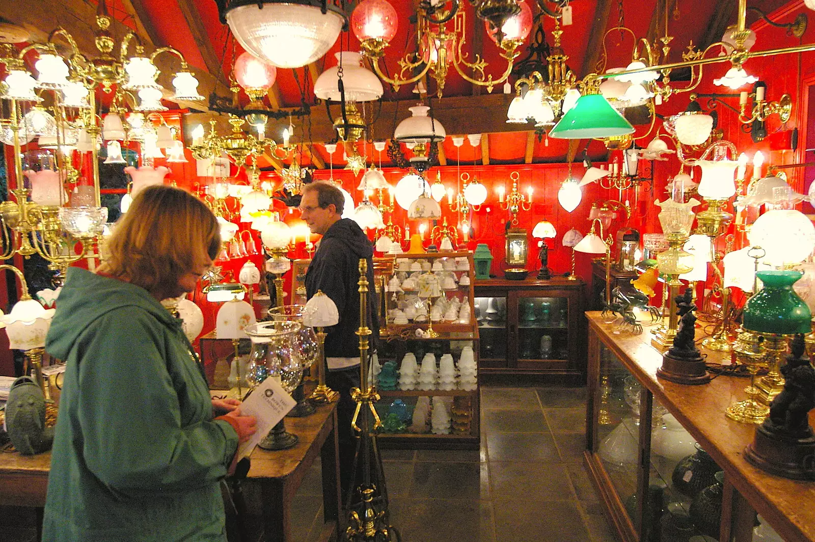 Mother checks out lights, from Mother, Mike and the Stiffkey Light Shop, Cley and Holkham - 6th November 2005