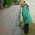 Mother peers into the street, Mother, Mike and the Stiffkey Light Shop, Cley and Holkham - 6th November 2005