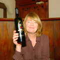 Mother holds up a bottle of Lebanese wine, Mother, Mike and the Stiffkey Light Shop, Cley and Holkham - 6th November 2005