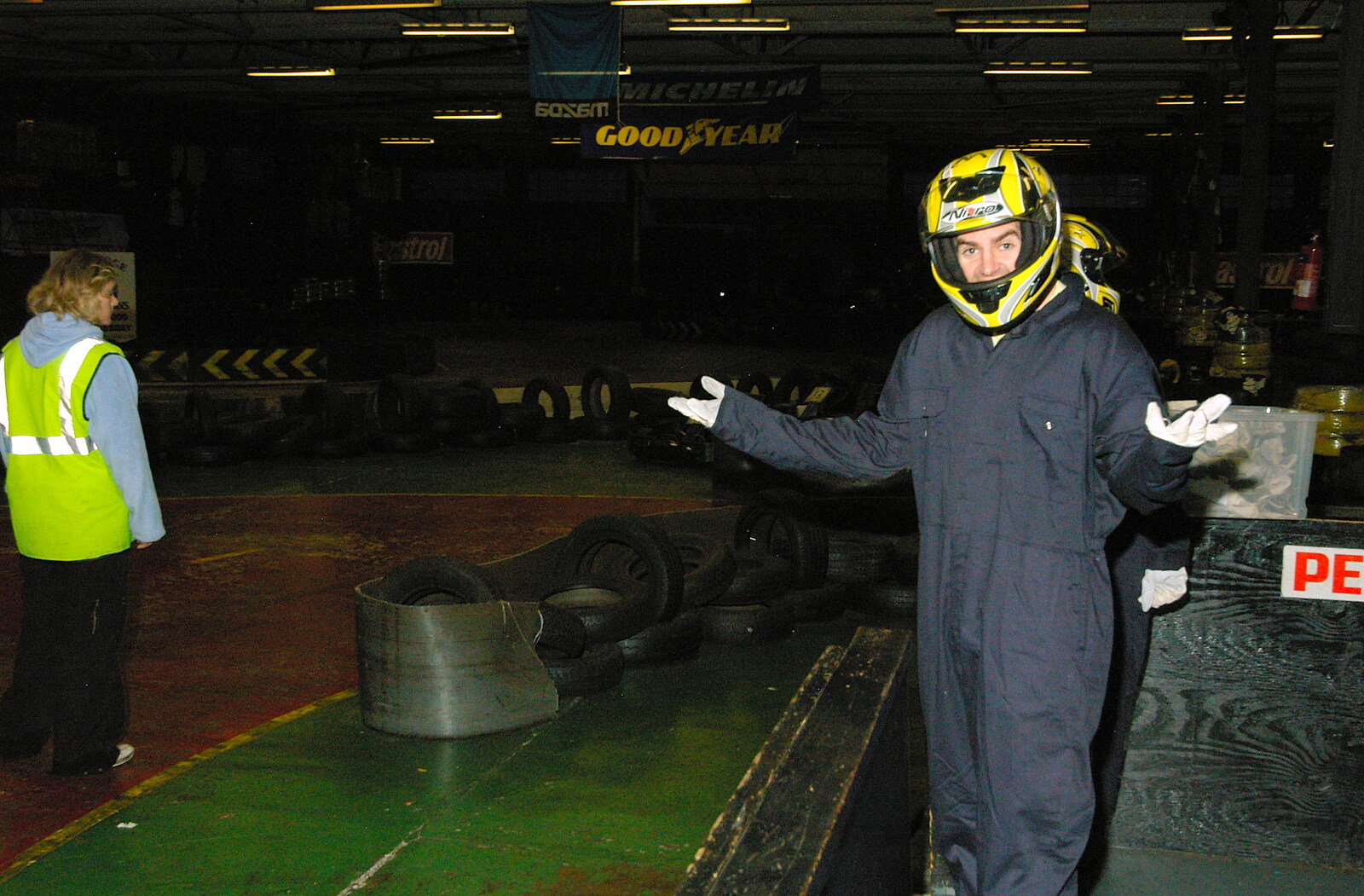 Hands up in despair from Qualcomm goes Karting in Caxton, Cambridgeshire - 7th November 2005