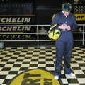Rob checks his phone, Qualcomm goes Karting in Caxton, Cambridgeshire - 7th November 2005