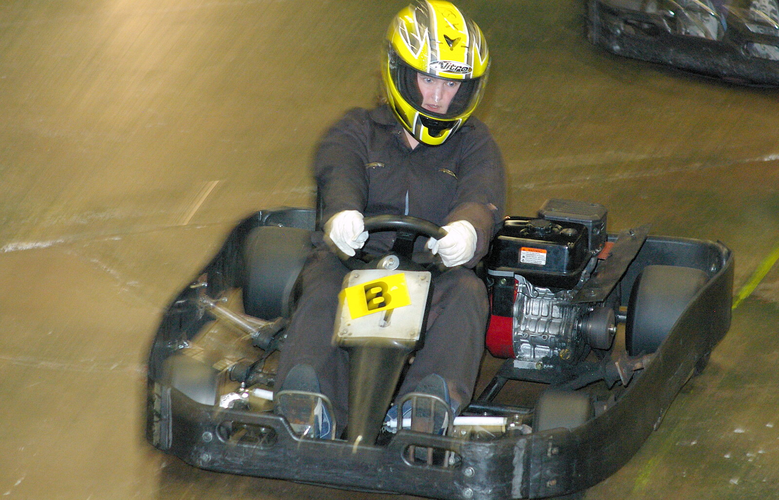 Isobel still looks scared from Qualcomm goes Karting in Caxton, Cambridgeshire - 7th November 2005