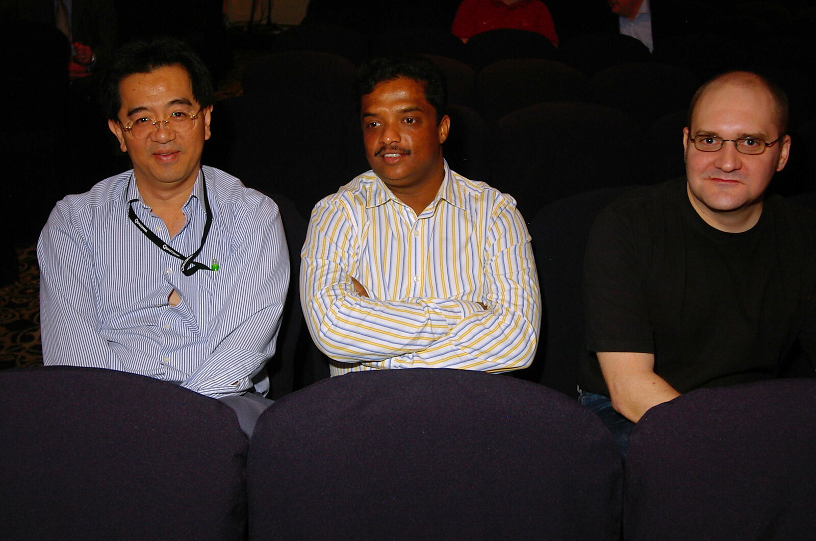 Like people in a cinema: James, Vijay and Francis from Qualcomm Europe All-Hands at the Berkeley Hotel, London - 9th November 2005