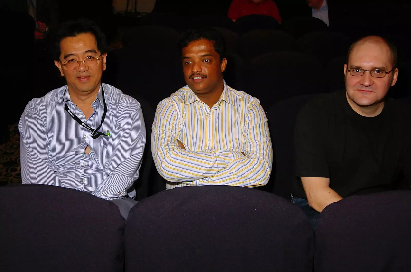 Like people in a cinema: James, Vijay and Francis, from Qualcomm Europe All-Hands at the Berkeley Hotel, London - 9th November 2005