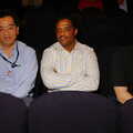 Like people in a cinema: James, Vijay and Francis, Qualcomm Europe All-Hands at the Berkeley Hotel, London - 9th November 2005