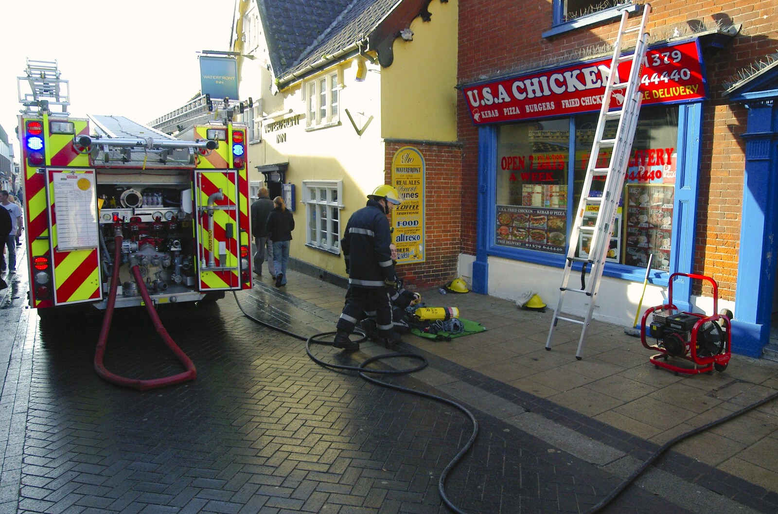 The scene outside USA Chicken from USA Chicken Catches Fire: Gov and the Ambulance, Diss, Norfolk - 19th November 2005