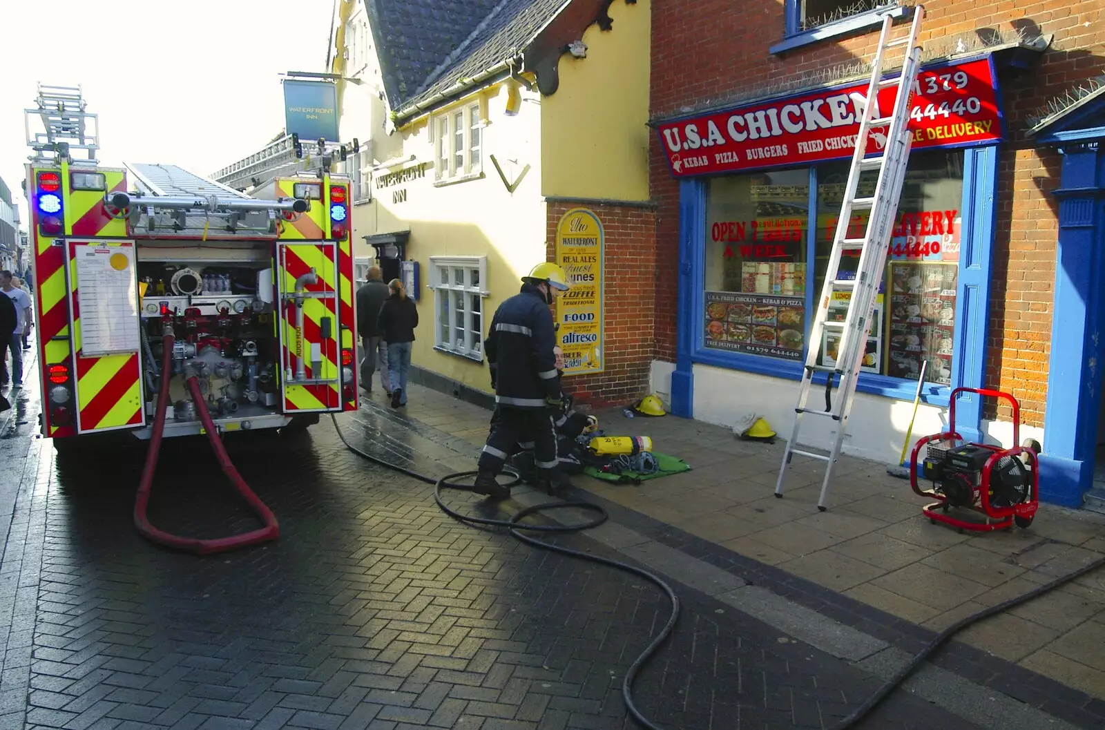 The scene outside USA Chicken, from USA Chicken Catches Fire: Gov and the Ambulance, Diss, Norfolk - 19th November 2005