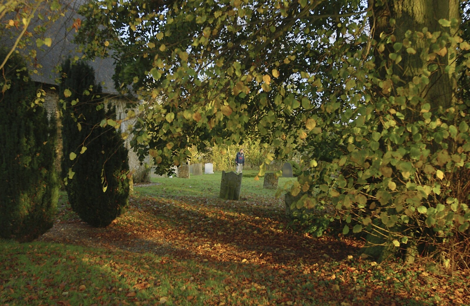 Thornham graveyard from Thornham Walled Garden, and Bob Last Leaves the Lab, Cambridge - 20th November 2005