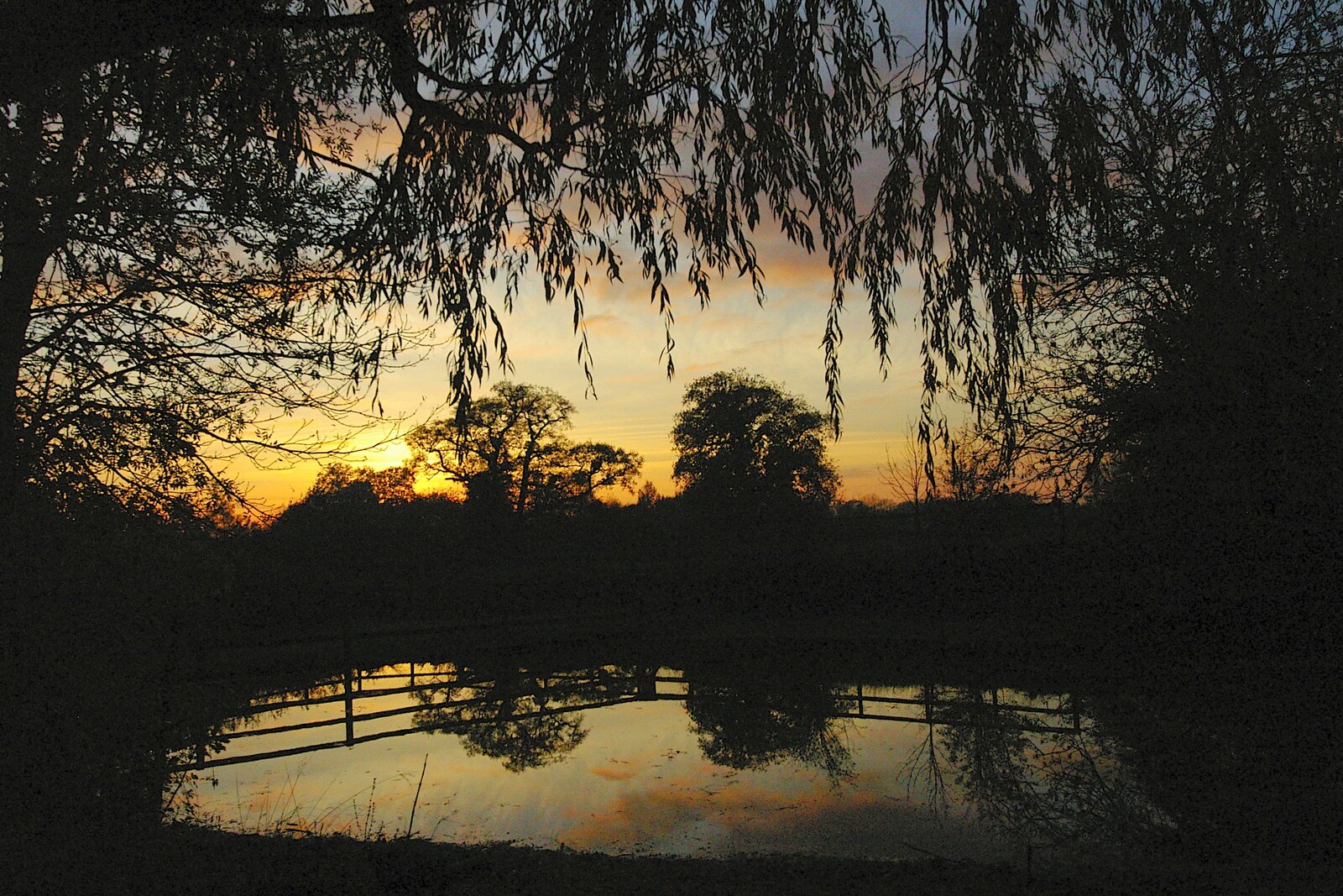 A nice sunset over the pond from Thornham Walled Garden, and Bob Last Leaves the Lab, Cambridge - 20th November 2005