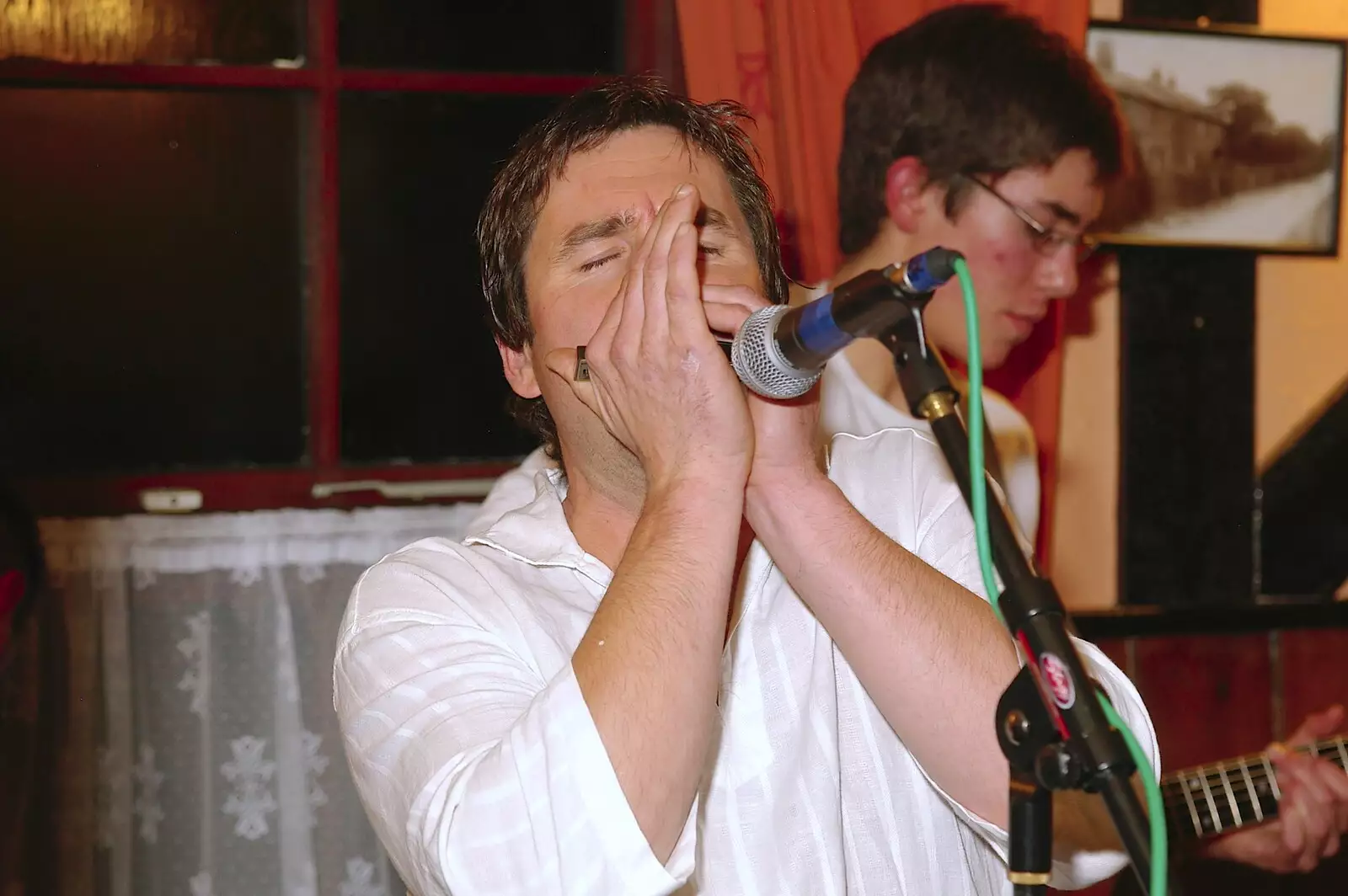 Mellis blues harp player Simon adds some harmonica, from Most Haunted, and Music at Bar 13 and the Cherry Tree, Mellis - 26th November 2005