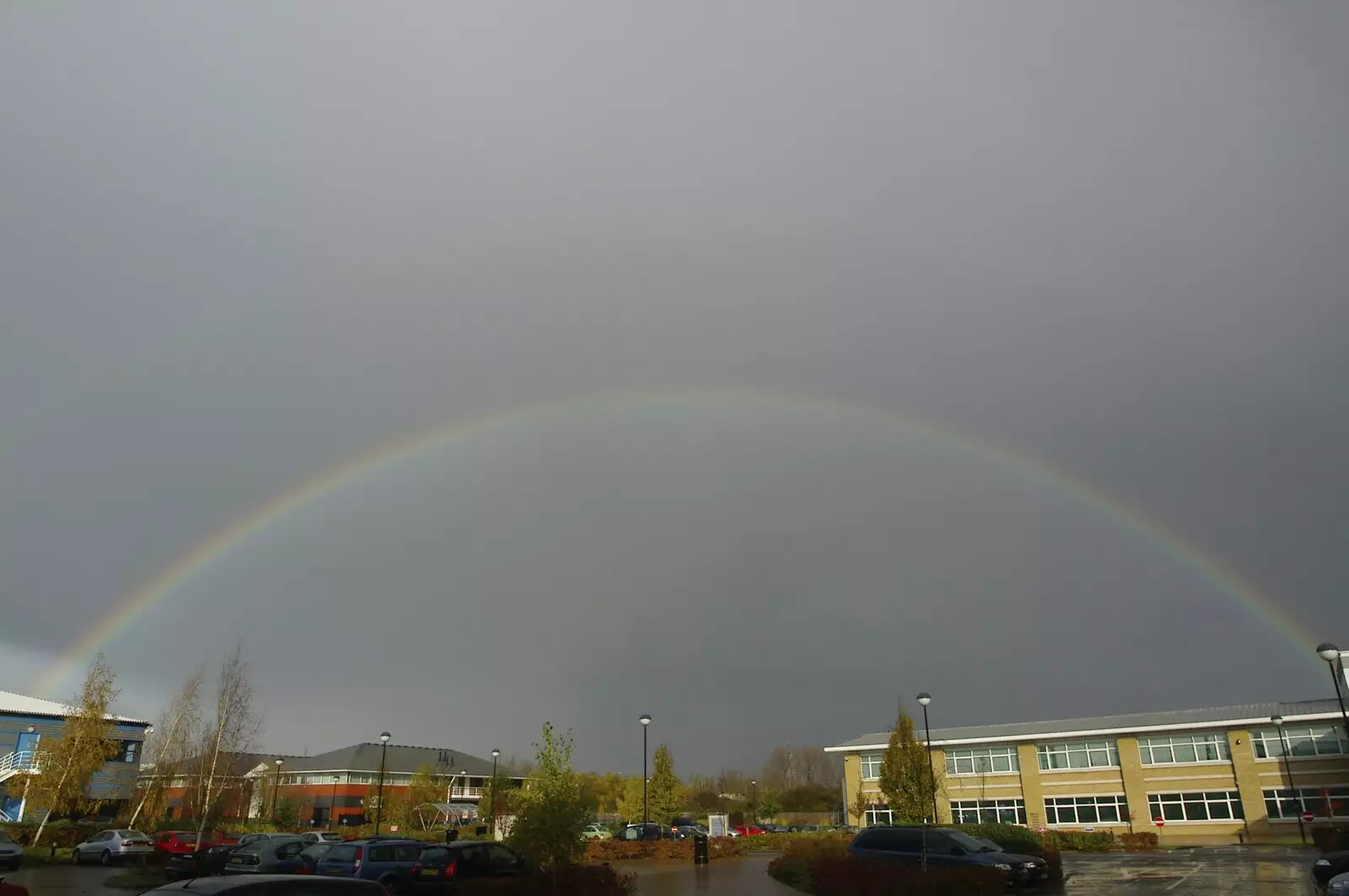 A rainbow over the Cambridge Business Park, from The BBs' Rock'n'Roll Life, Kenninghall, Norfolk - 2nd December 2005