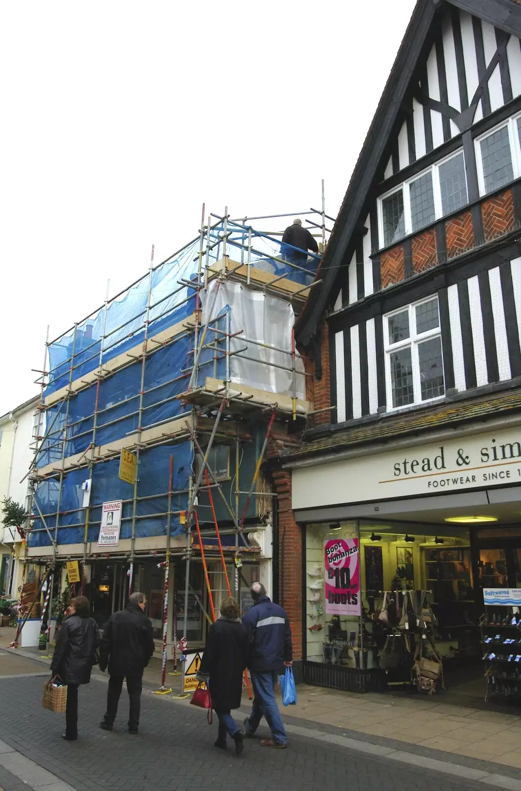 A shop on Mere Street gets some work done, from Post-modern Alienation: Bleak House, a Diss Miscellany, Norfolk - 3rd December 2005