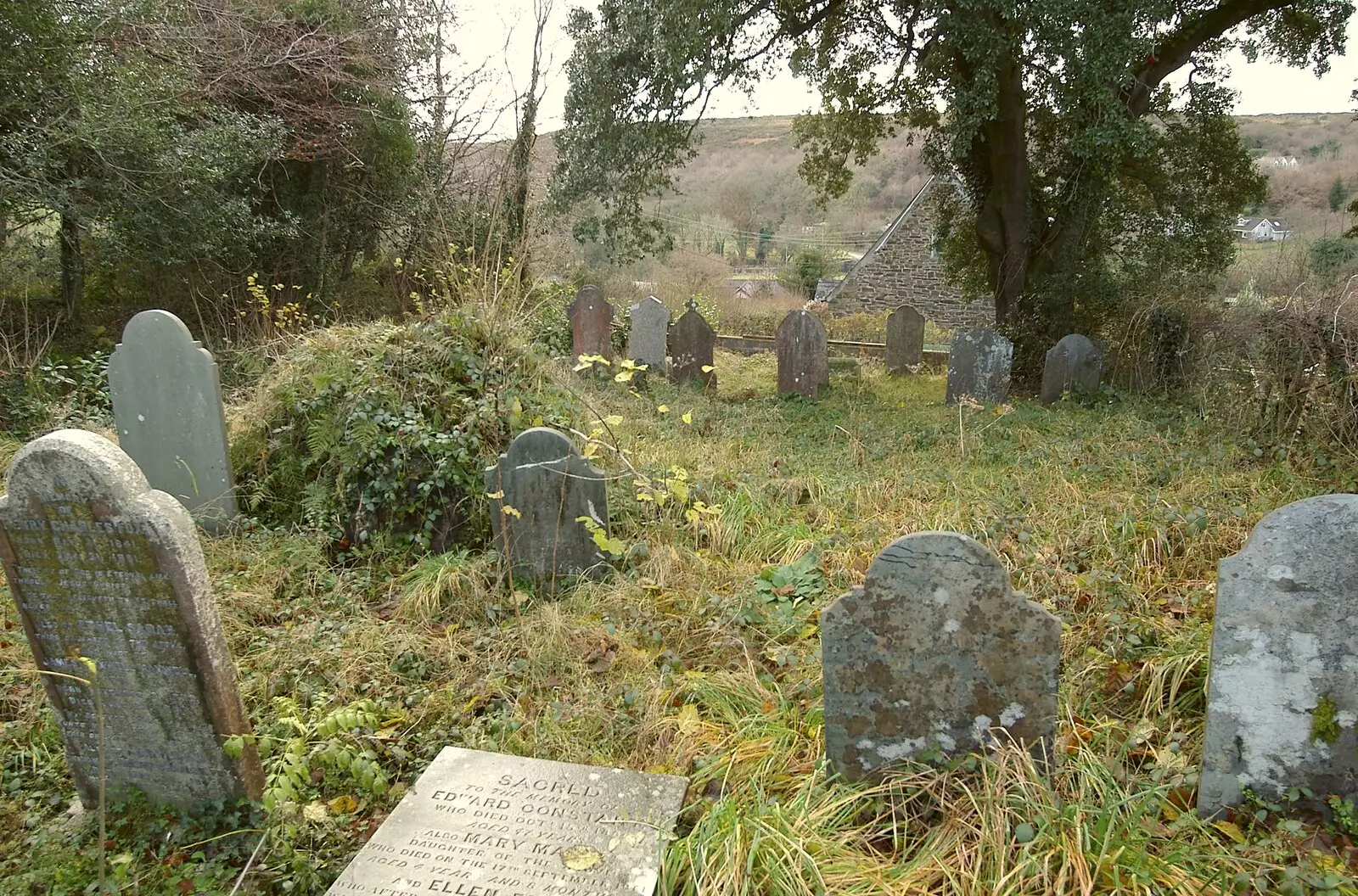 Looking down the hill from the top of the graveyard, from A Wander Around Hoo Meavy and Burrator, Dartmoor, Devon - 18th December 2005