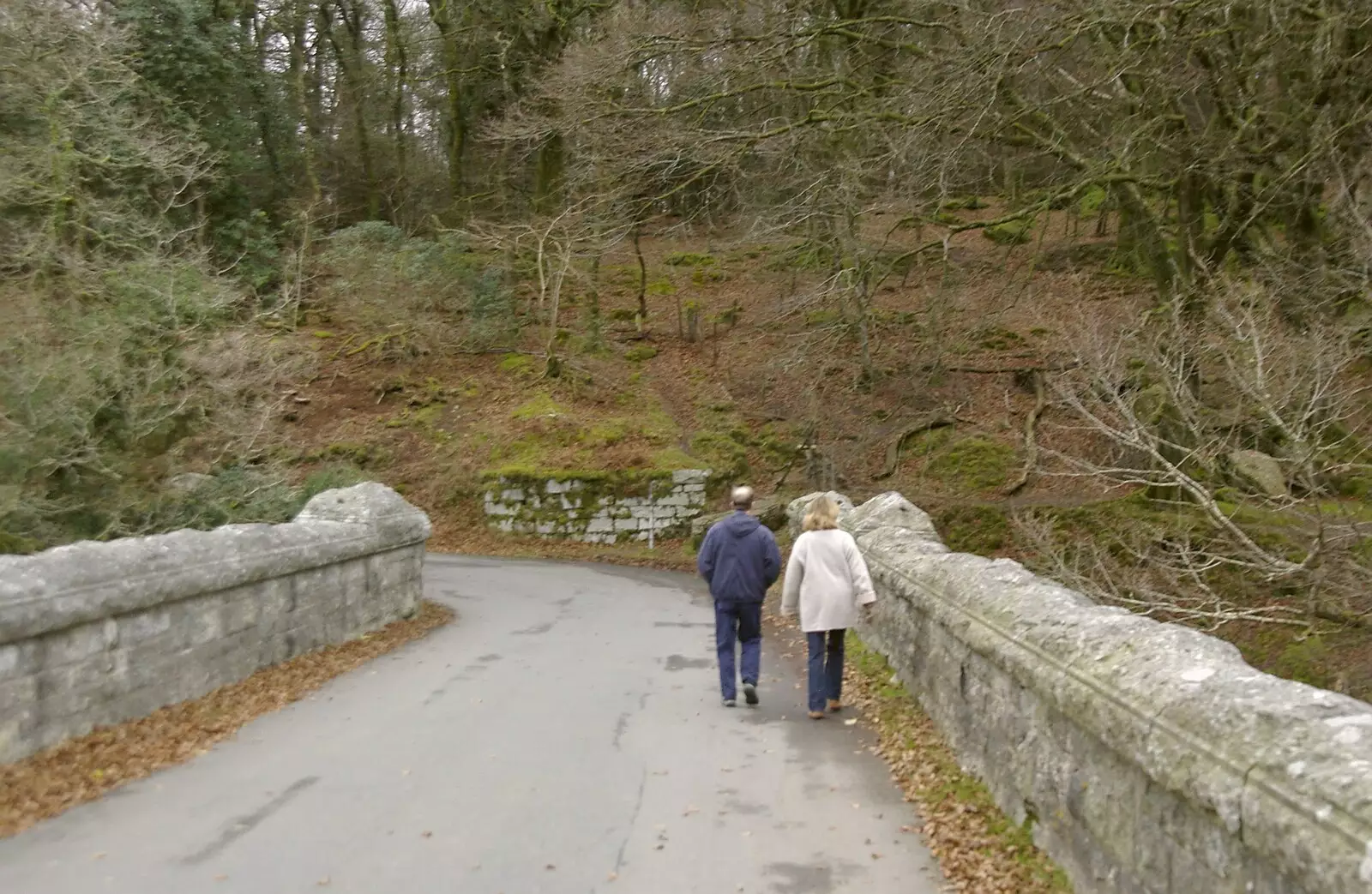 Mike and Mother on the dam bridge, from A Wander Around Hoo Meavy and Burrator, Dartmoor, Devon - 18th December 2005