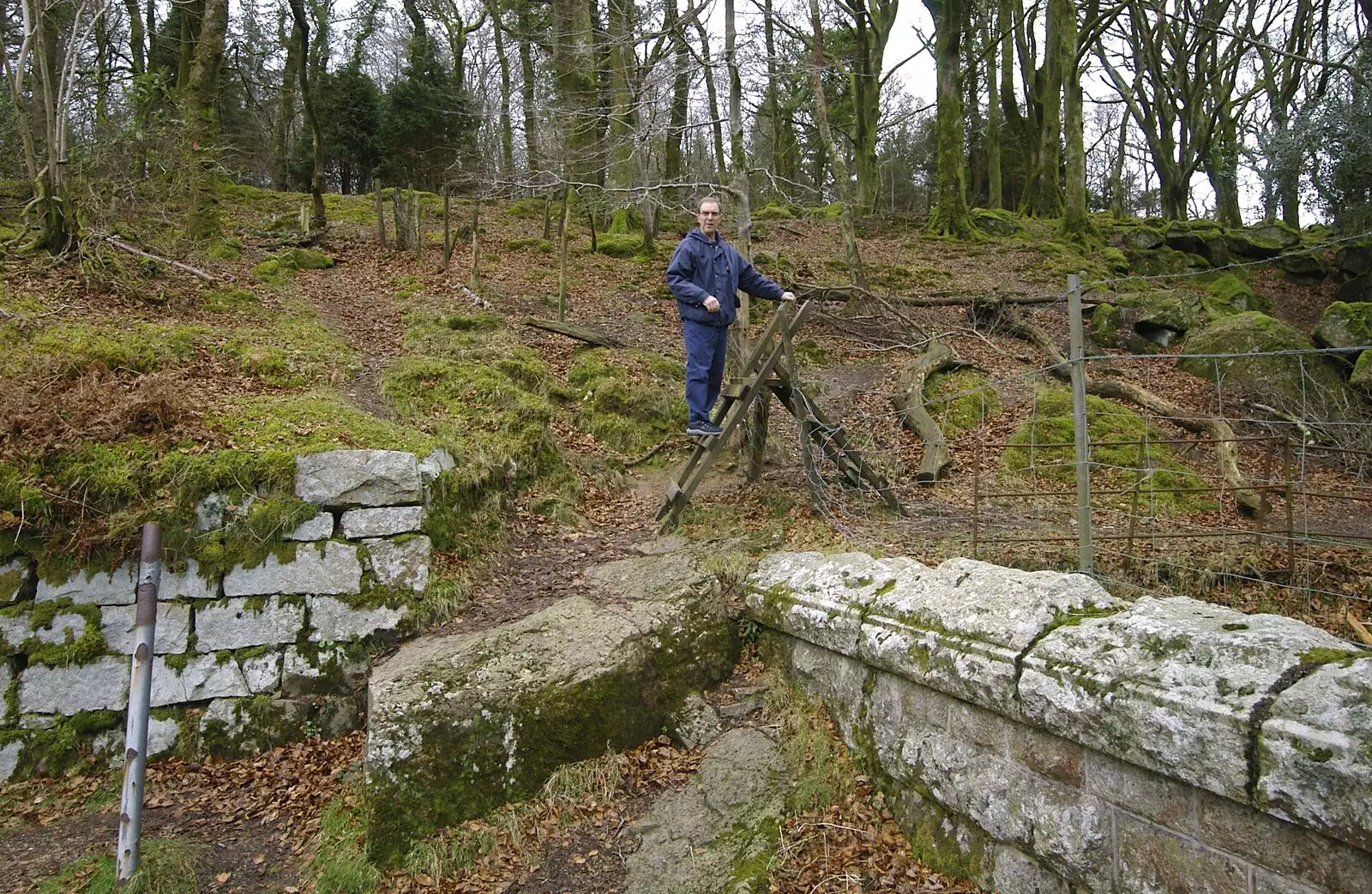 Mike's on a style, from A Wander Around Hoo Meavy and Burrator, Dartmoor, Devon - 18th December 2005