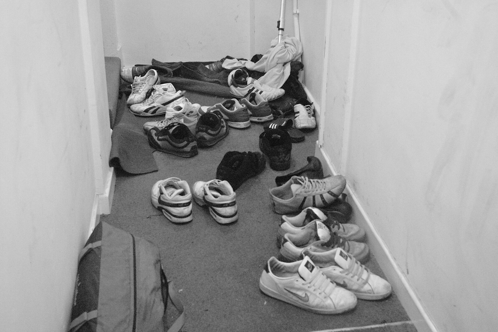 There are a lot of trainers in someone's hallway from Pre-Christmas Roundup: Wigs, Beers and Kebabs, Diss, Norfolk - 24th December 2005