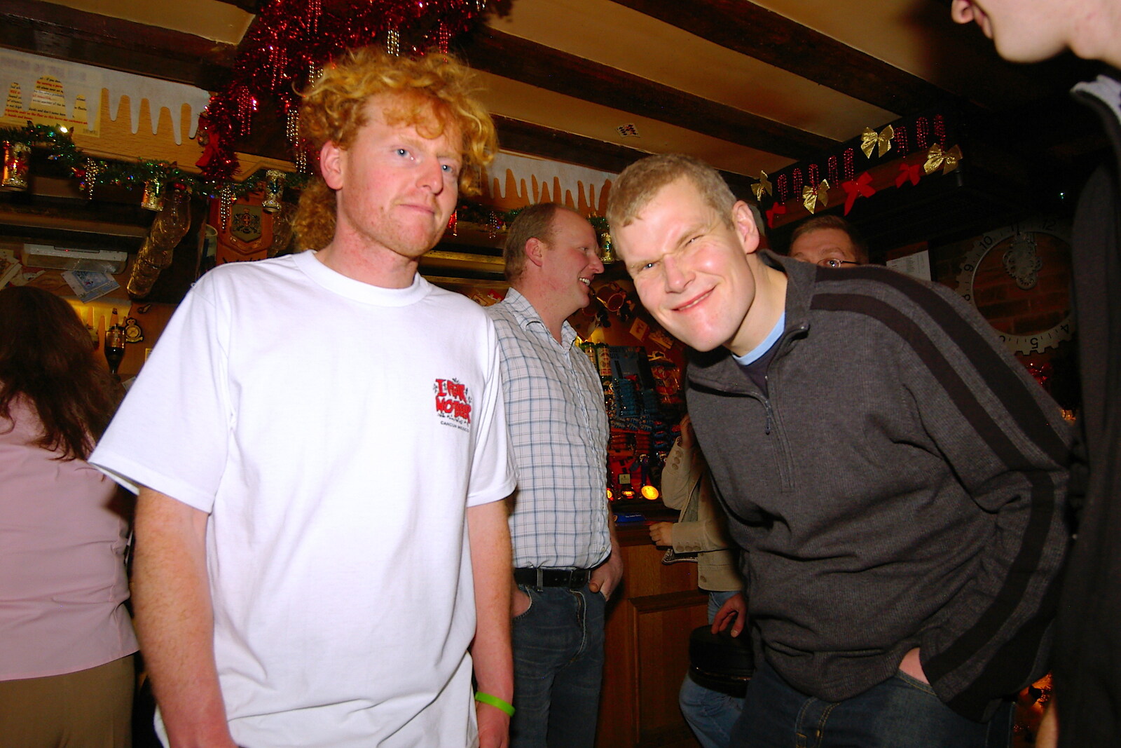 Wavy and Bill (looking strained) from Pre-Christmas Roundup: Wigs, Beers and Kebabs, Diss, Norfolk - 24th December 2005