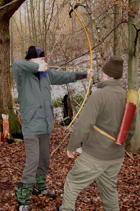 Nosher takes aim under the eye of Chris Boyton from Walk Like a Shadow: A Day With Ray Mears, Ashdown Forest, East Sussex - 29th December 2005