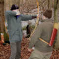 Nosher takes aim under the eye of Chris Boyton, Walk Like a Shadow: A Day With Ray Mears, Ashdown Forest, East Sussex - 29th December 2005