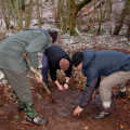 Nosher's group clear away all traces of our camp fire, Walk Like a Shadow: A Day With Ray Mears, Ashdown Forest, East Sussex - 29th December 2005