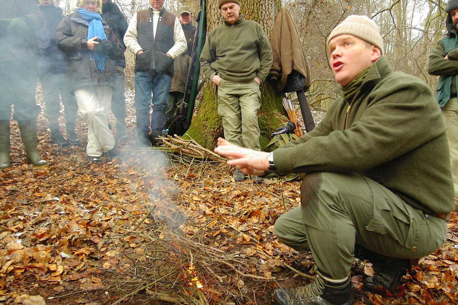 We get a lesson in fire lighting from Walk Like a Shadow: A Day With Ray Mears, Ashdown Forest, East Sussex - 29th December 2005