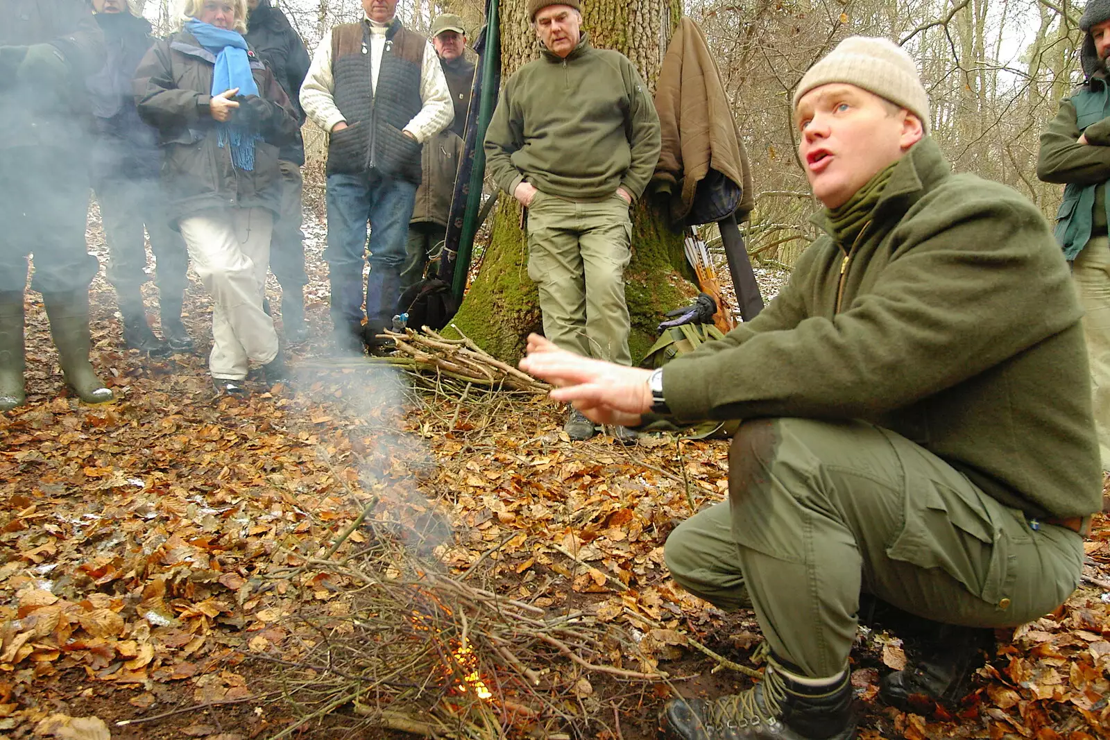 We get a lesson in fire lighting, from Walk Like a Shadow: A Day With Ray Mears, Ashdown Forest, East Sussex - 29th December 2005