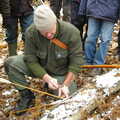Ray has to dig one of his arrows out of a tree, Walk Like a Shadow: A Day With Ray Mears, Ashdown Forest, East Sussex - 29th December 2005