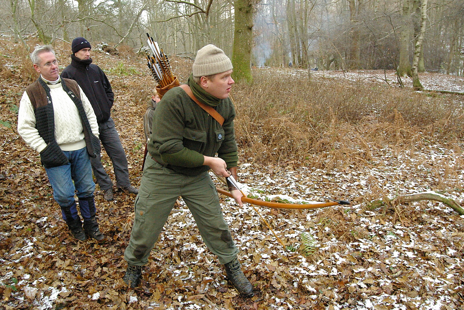 Ray uses a quick-fire bushman hunting technique from Walk Like a Shadow: A Day With Ray Mears, Ashdown Forest, East Sussex - 29th December 2005