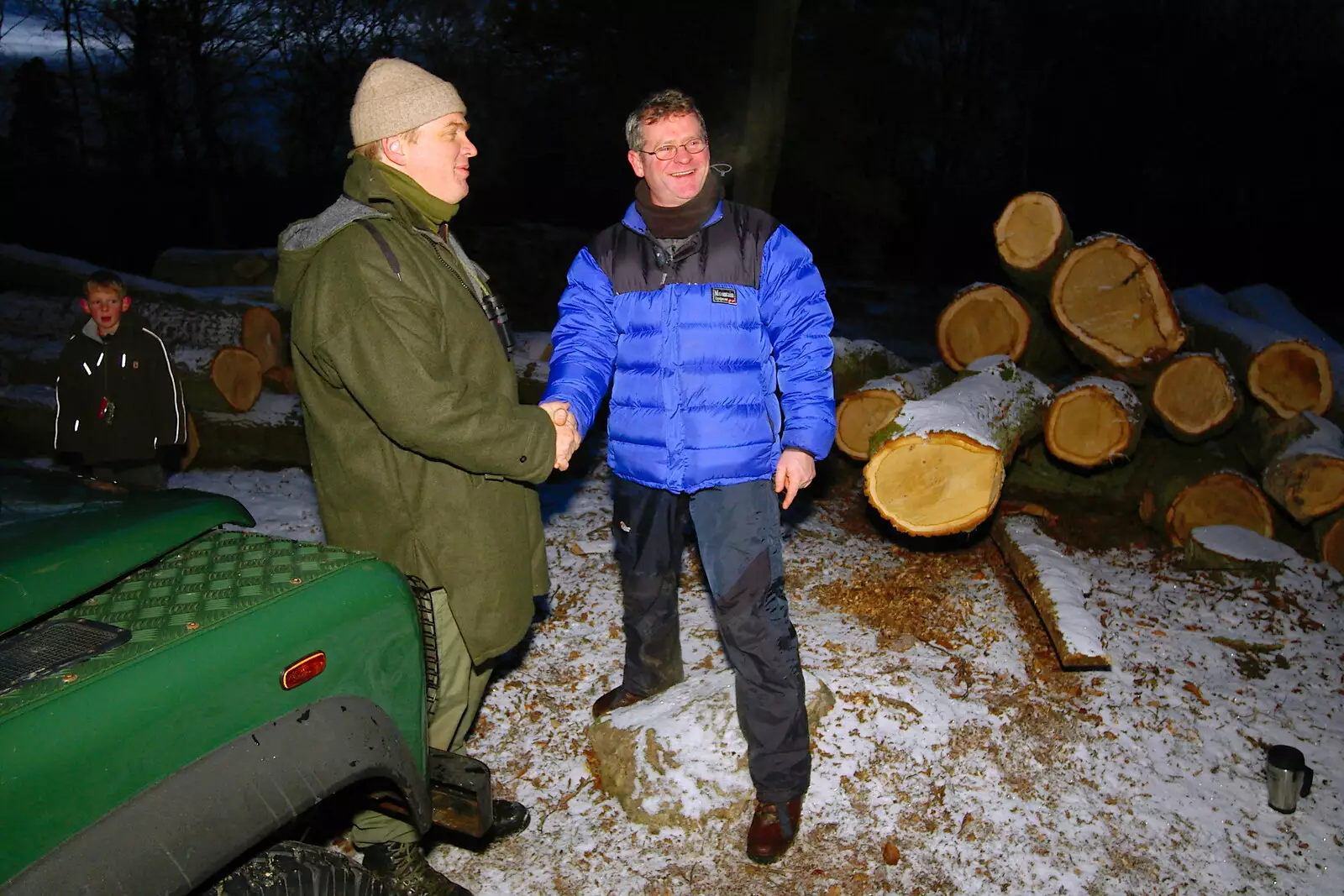 Members of the group have photos taken, from Walk Like a Shadow: A Day With Ray Mears, Ashdown Forest, East Sussex - 29th December 2005