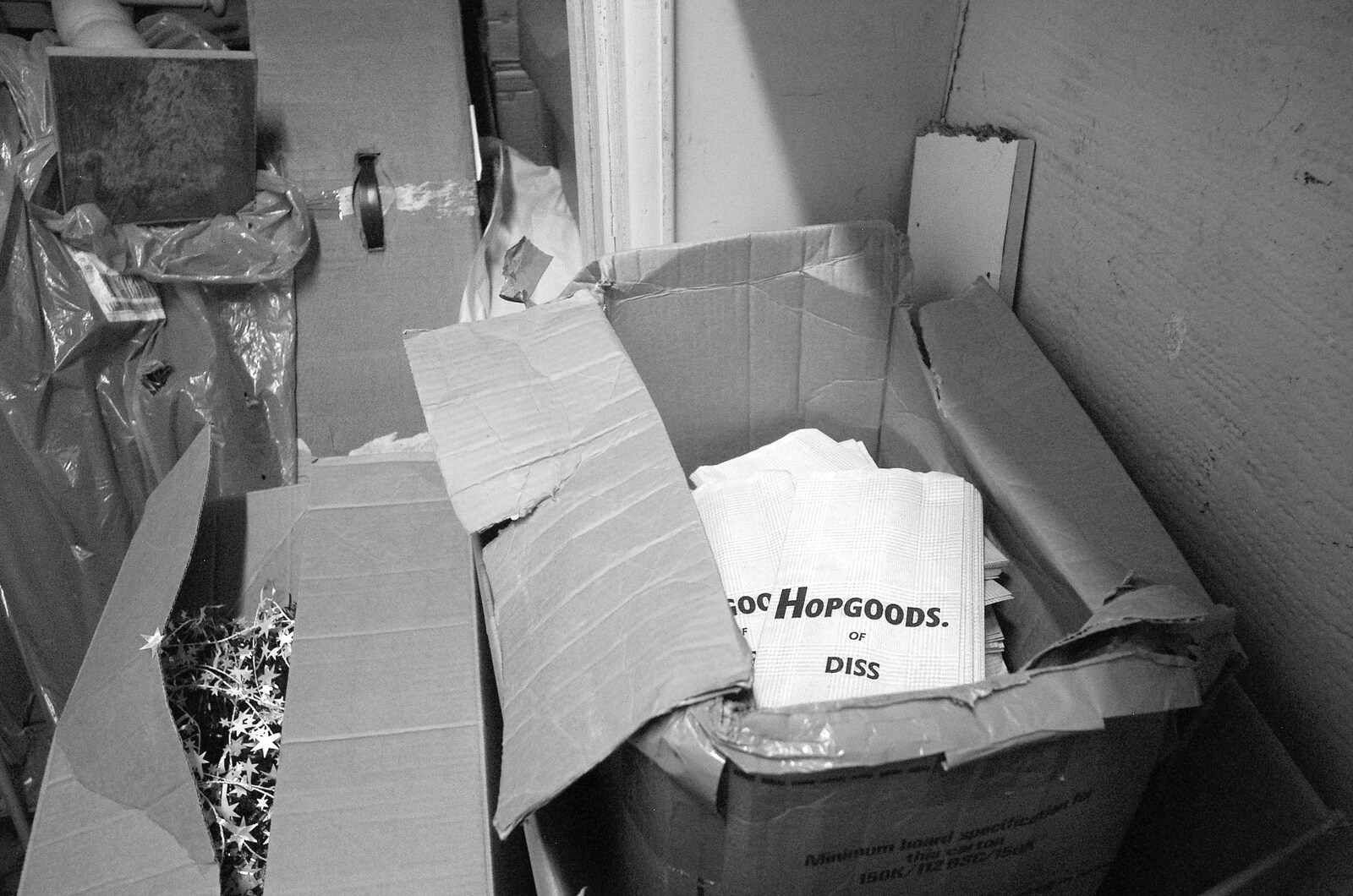 A box of Hopgoods paper bags from A Portrait of Hopgoods: Gentlemen's Outfitters, Diss, Norfolk - 4th January 2006