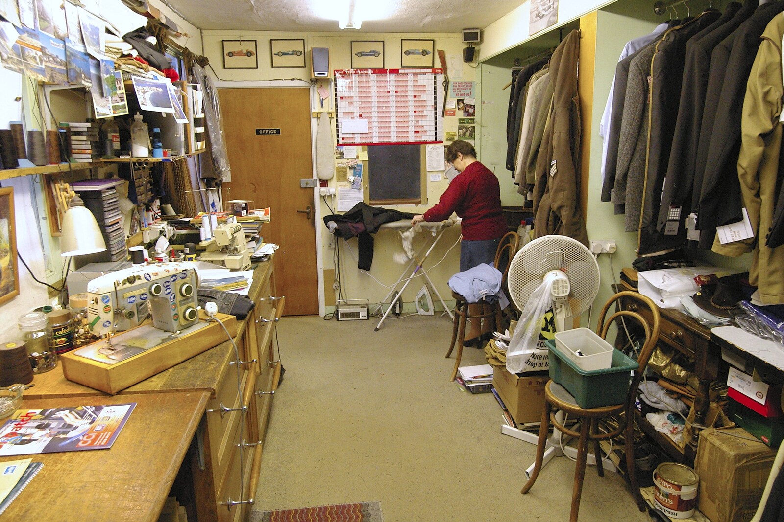 Some ironing is done from A Portrait of Hopgoods: Gentlemen's Outfitters, Diss, Norfolk - 4th January 2006