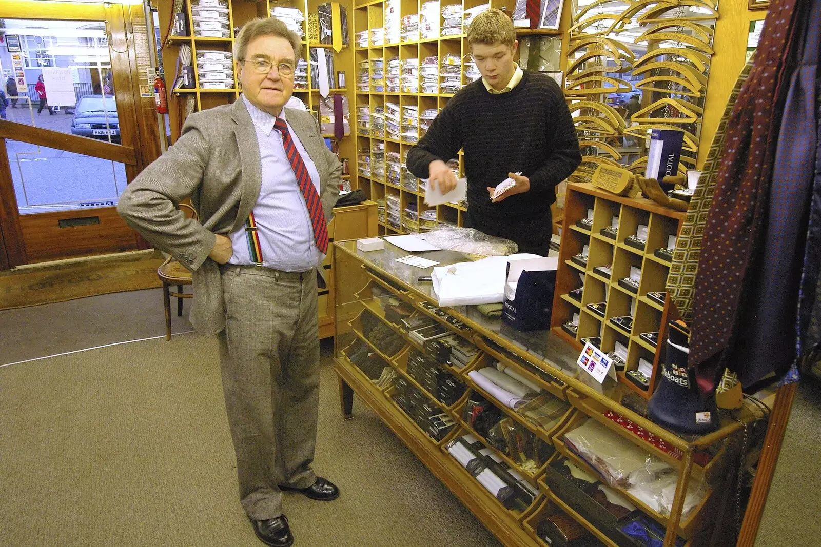 Peter and his assistant, from A Portrait of Hopgoods: Gentlemen's Outfitters, Diss, Norfolk - 4th January 2006