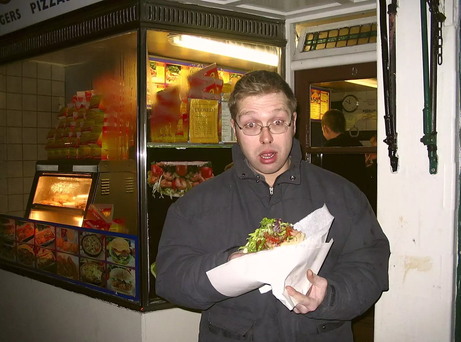 Marc gets an extra-hot bit of chilli sauce, from Dom in da Chapel, Safeway Chickens and Evil Supermarkets, Harleston and Grimston - 15th January 2006