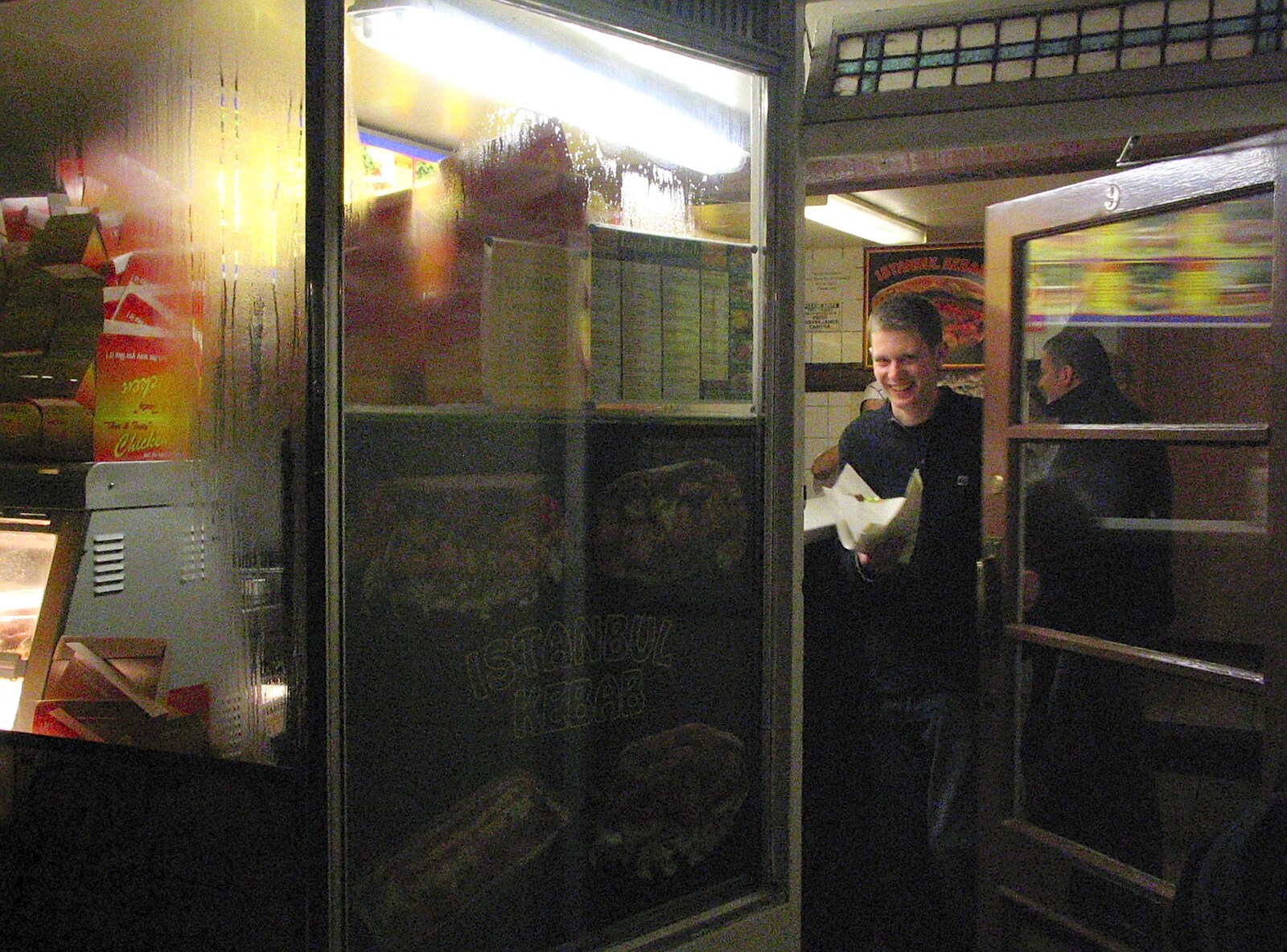 The Boy Phil peers from out of the kebab shop from Dom in da Chapel, Safeway Chickens and Evil Supermarkets, Harleston and Grimston - 15th January 2006