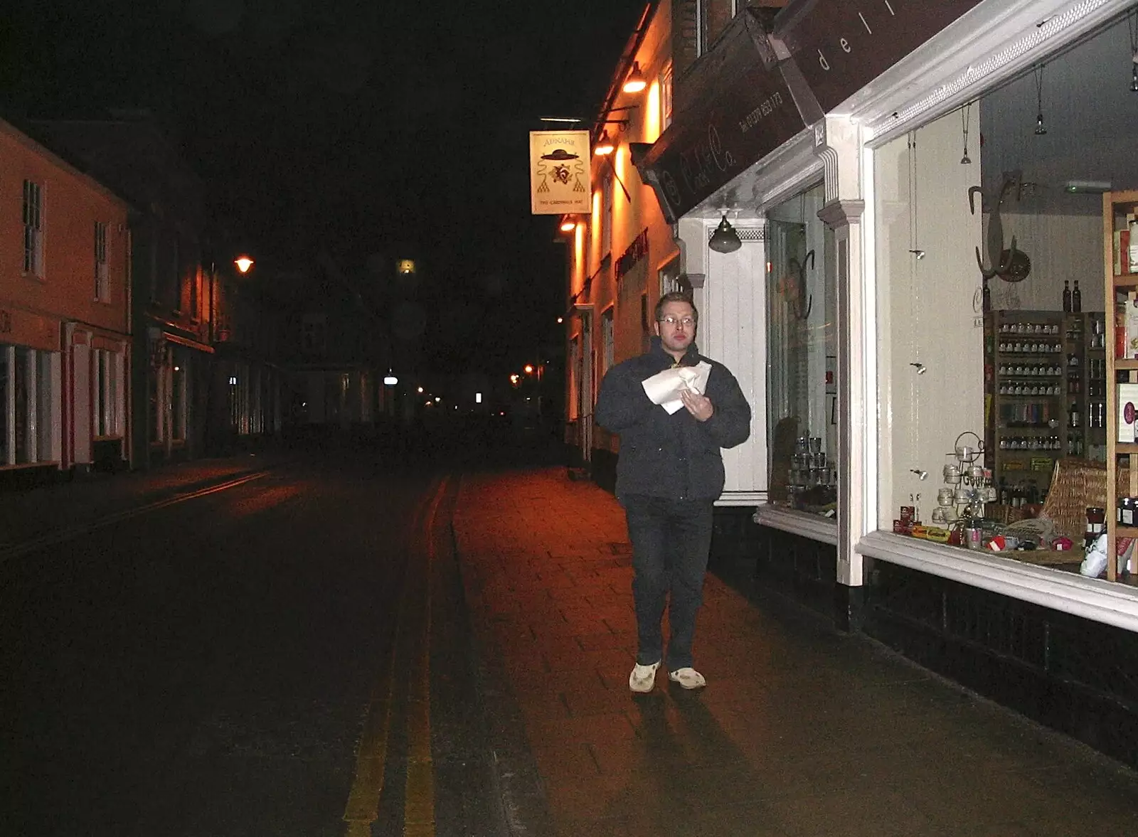 Marc walks past the Cardinal's Hat pub, from Dom in da Chapel, Safeway Chickens and Evil Supermarkets, Harleston and Grimston - 15th January 2006