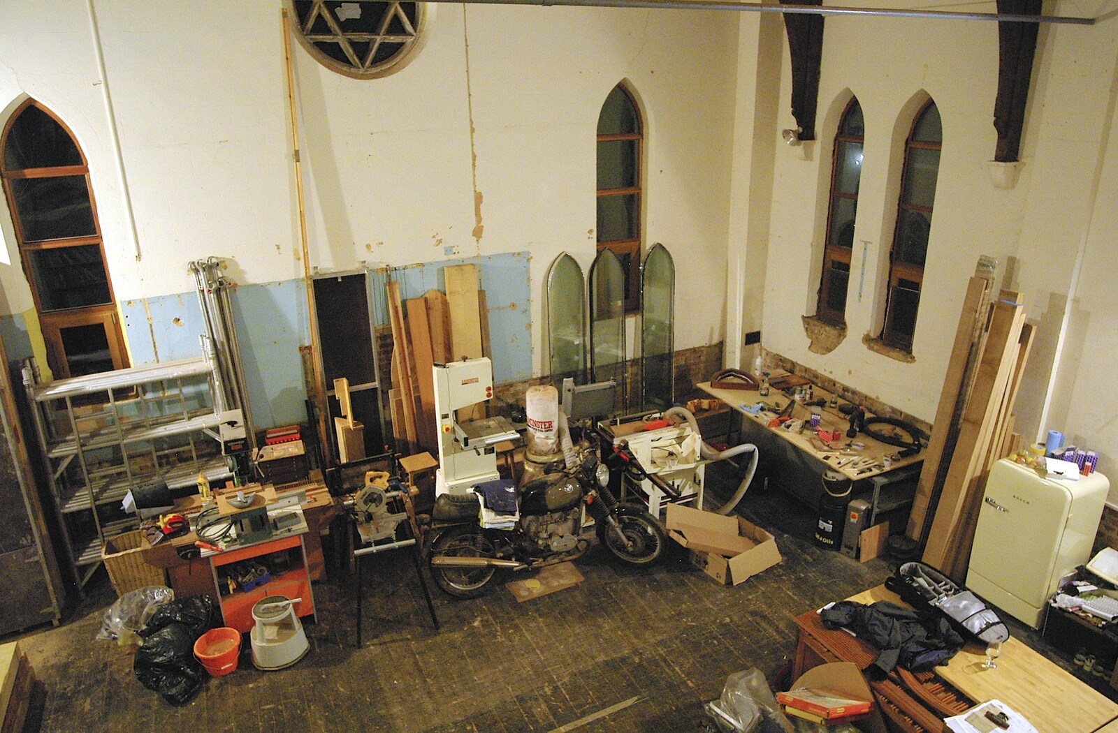 Dom's workshop from the top of the stairs from Dom in da Chapel, Safeway Chickens and Evil Supermarkets, Harleston and Grimston - 15th January 2006