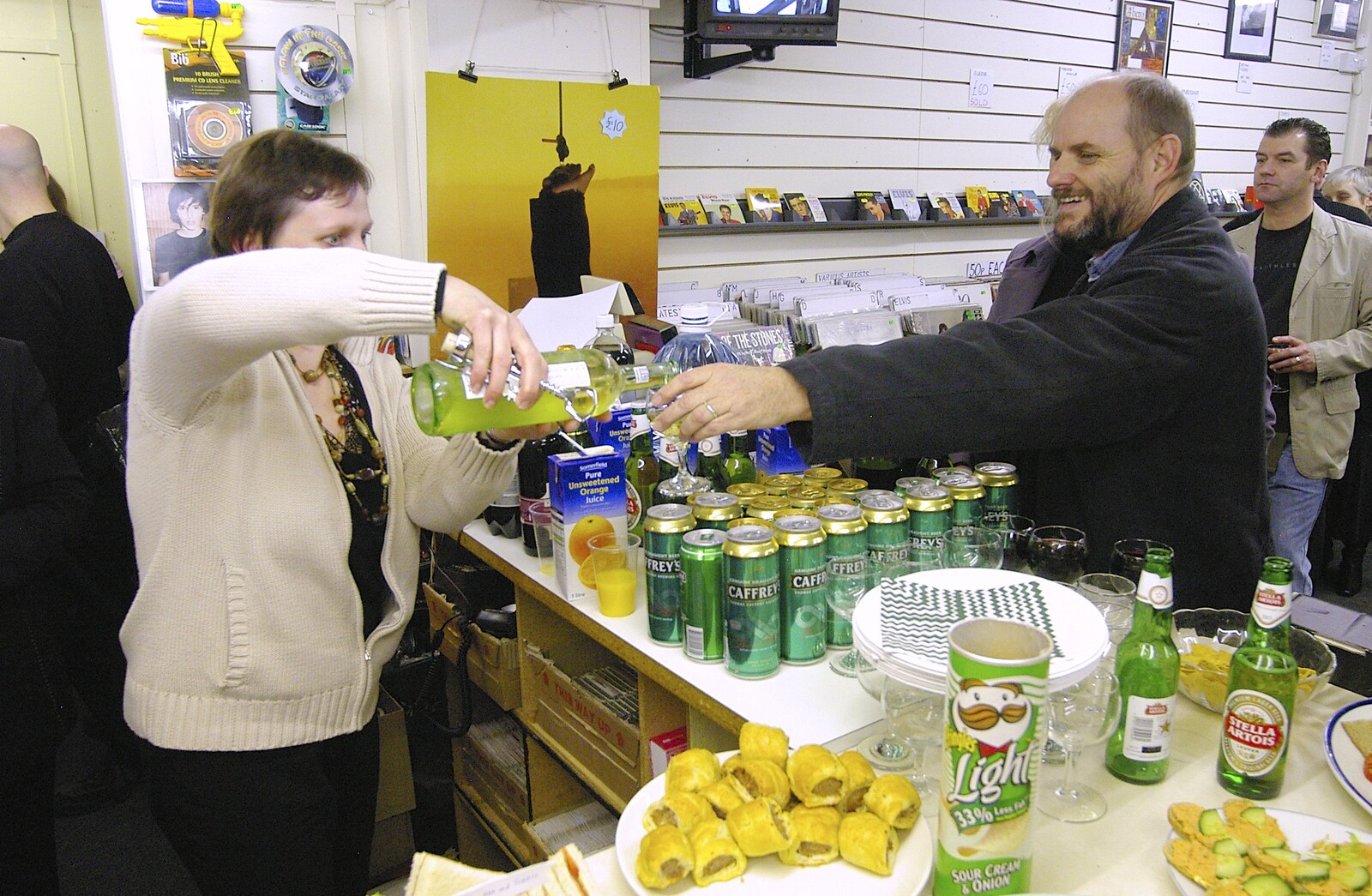 Hazel pours a glass of wine from Closing Down: Viva La Revolution Records, Diss, Norfolk - 21st January 2006