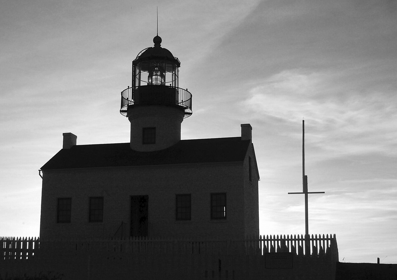 Point Loma lighthouse silhouetted by the sun from San Diego Misc: Beaches, Car Parks and Airports, San Diego, California, US - 4th March 2006