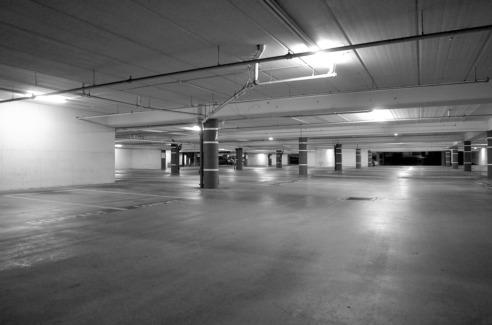 Car park in black and white from San Diego Misc: Beaches, Car Parks and Airports, San Diego, California, US - 4th March 2006
