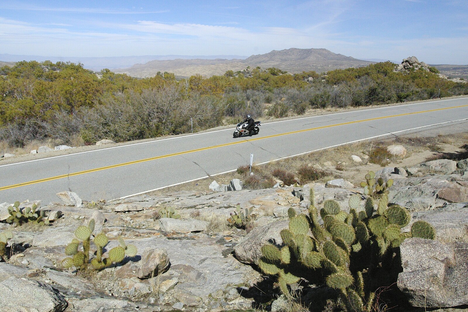 A motorbike roars around from Mojave Desert: San Diego to Joshua Tree and Twentynine Palms, California, US - 5th March 2006