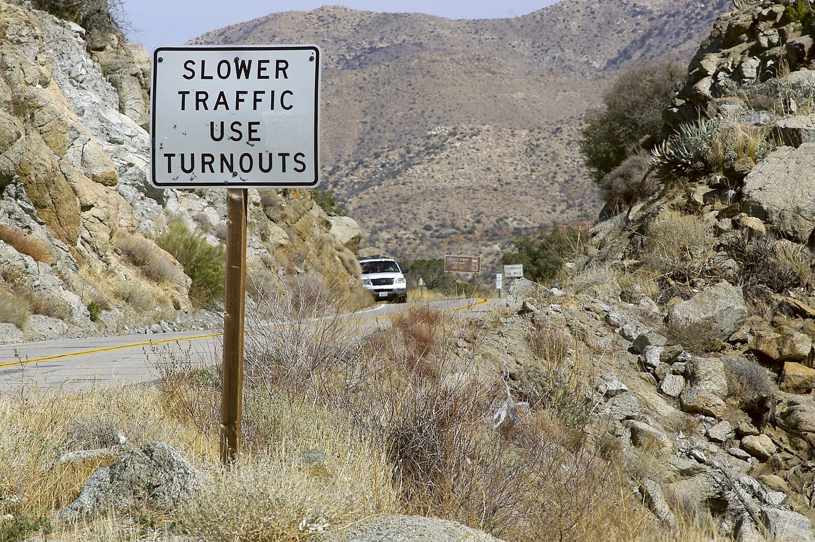 A turnout, aka lay-by from Mojave Desert: San Diego to Joshua Tree and Twentynine Palms, California, US - 5th March 2006